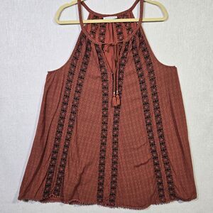 AMERICAN EAGLE  TANK SHIFT DRESS / Tunic Large Boho Sleeveless Burnt Red